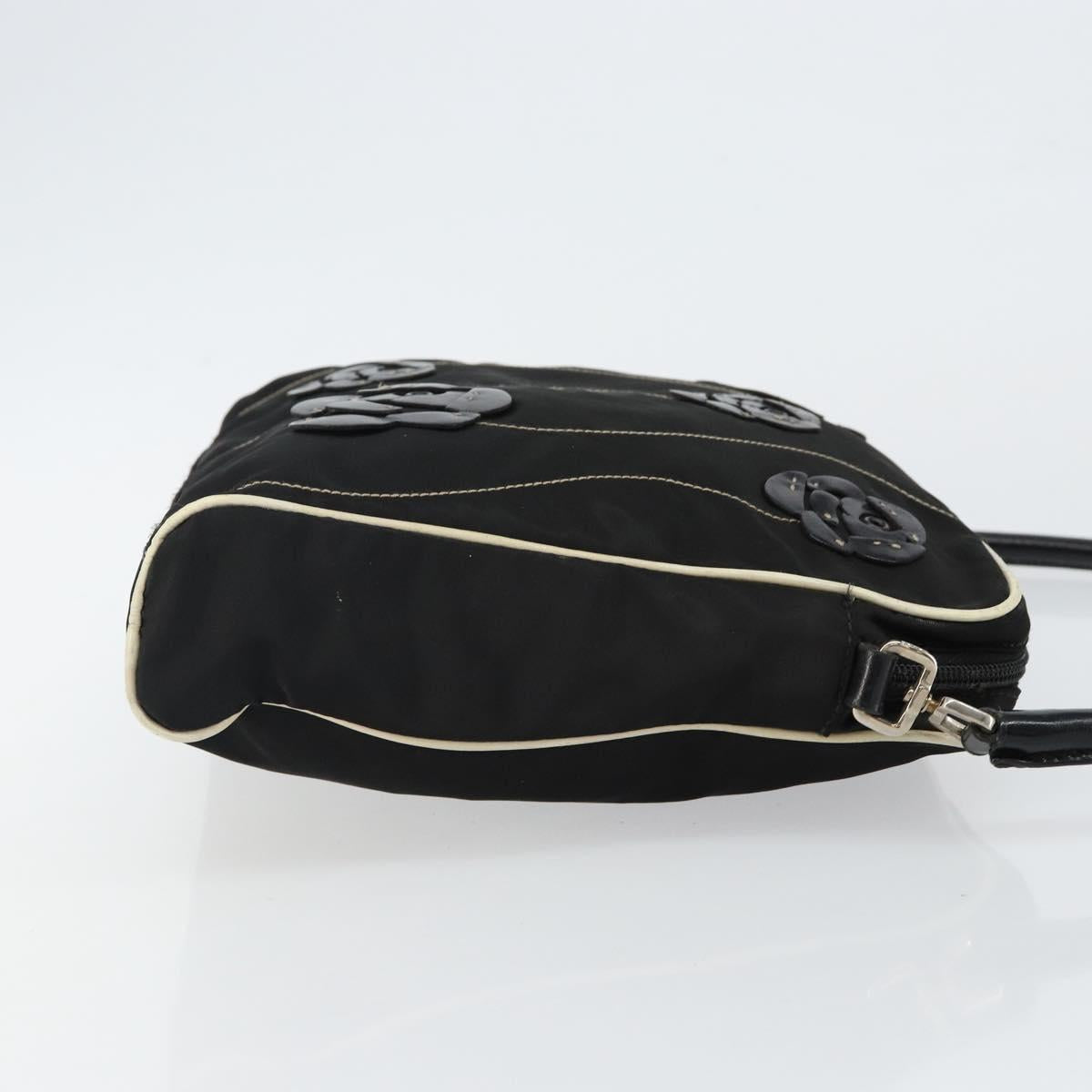 PRADA Shoulder Bag Nylon Black Silver Auth 144308