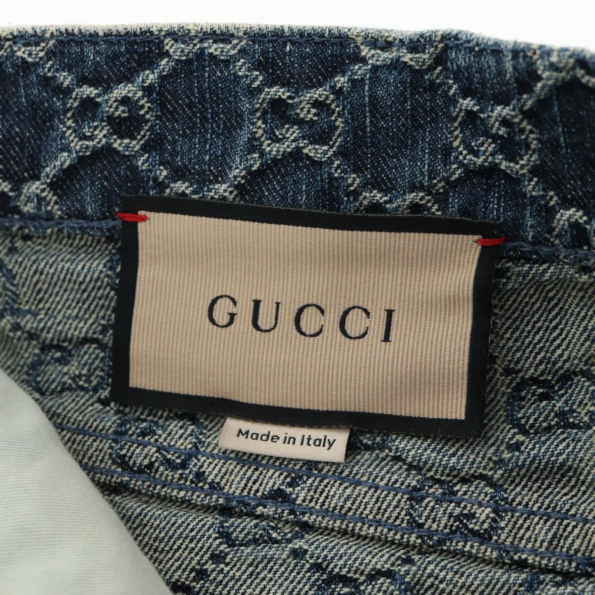 GUCCI GG Jacquard Skirt Denim Light Blue 678789 Auth 144315