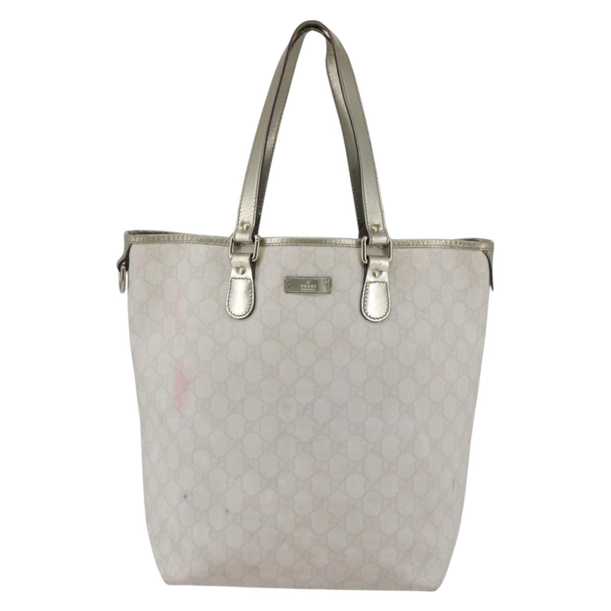GUCCI GG Supreme Tote Bag PVC Ivory Gold 189896 Auth 144327
