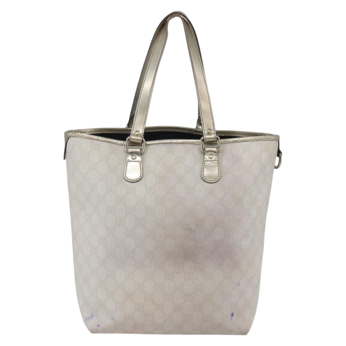 GUCCI GG Supreme Tote Bag PVC Ivory Gold 189896 Auth 144327