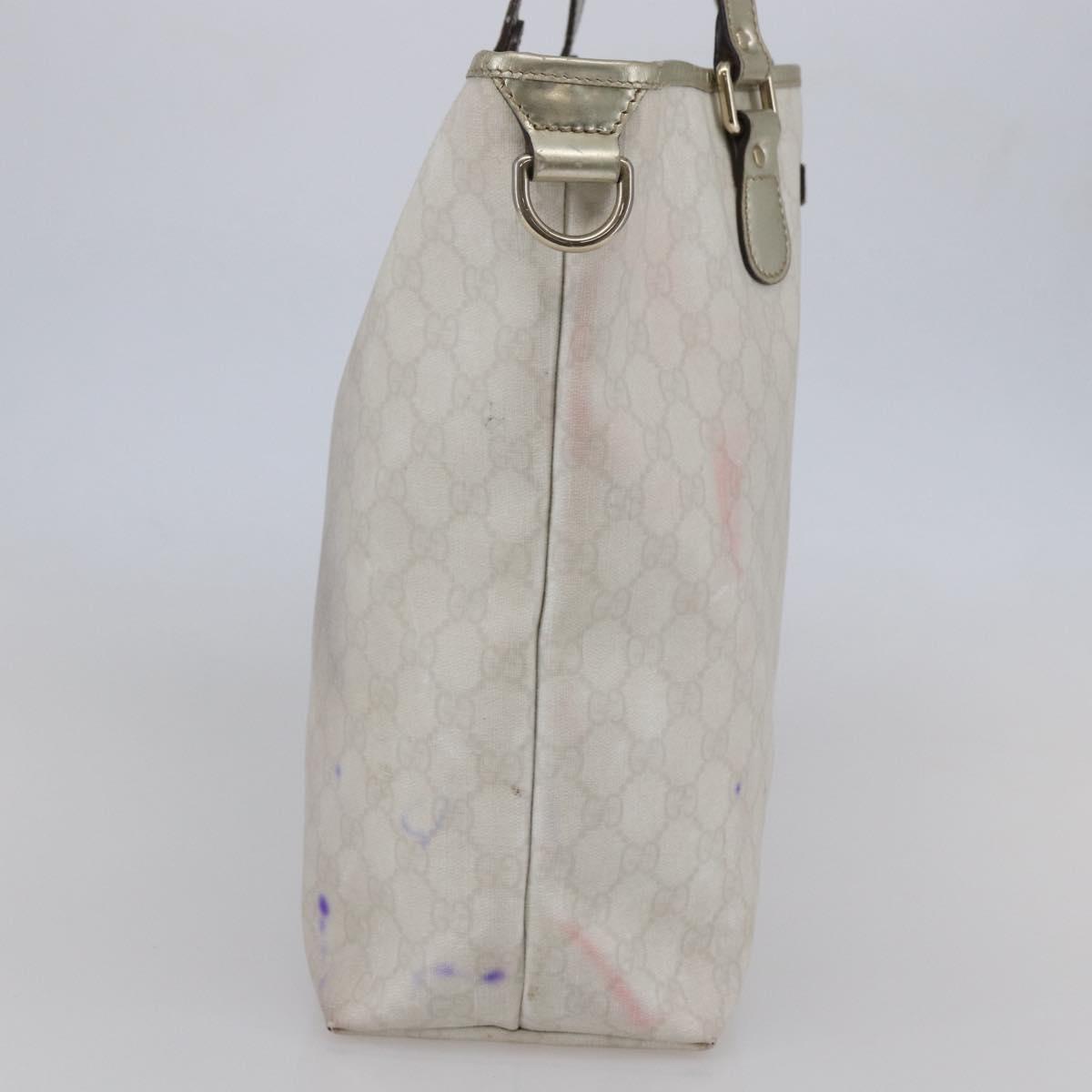 GUCCI GG Supreme Tote Bag PVC Ivory Gold 189896 Auth 144327