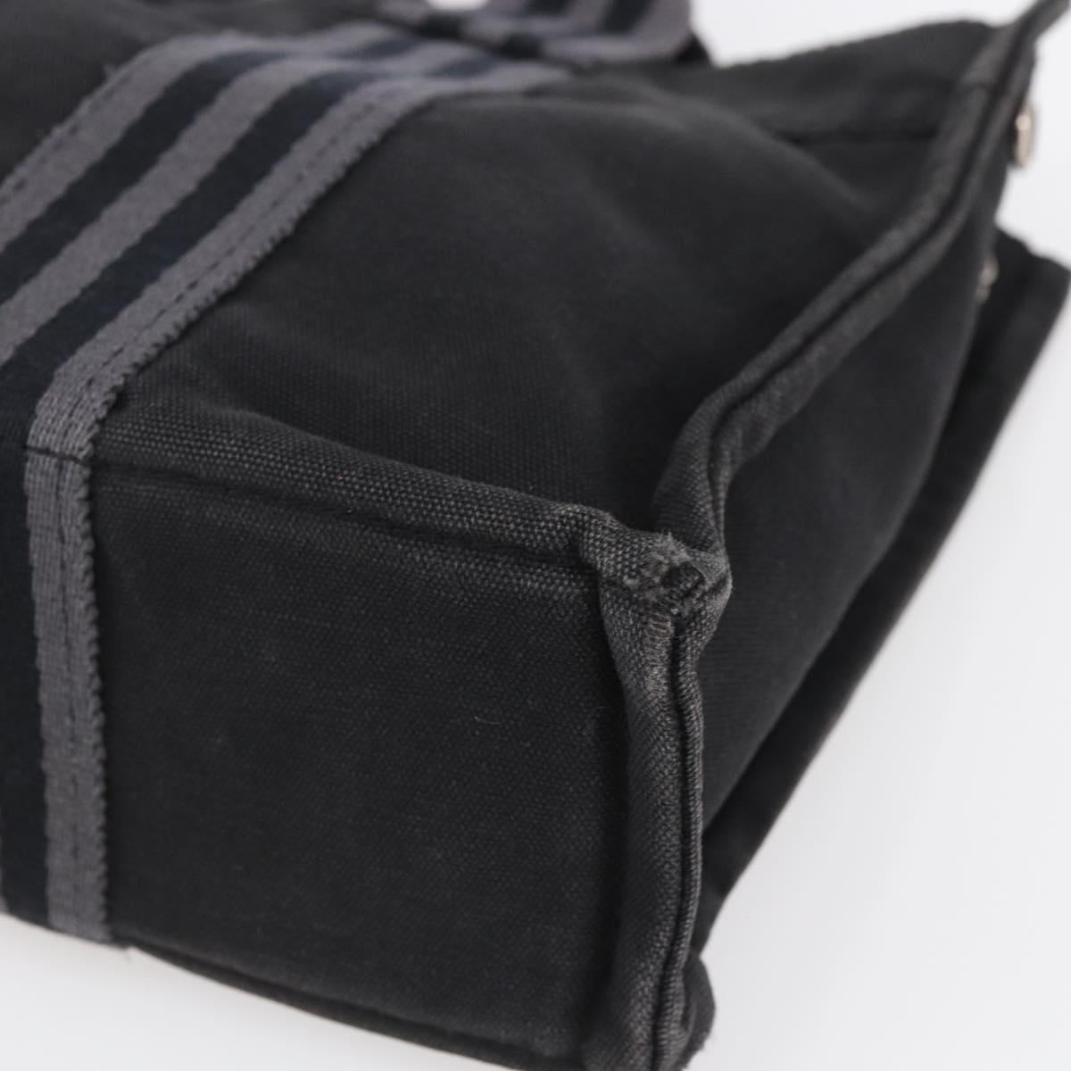 HERMES Fourre Tout PM Hand Bag Canvas Black Silver Auth 144331