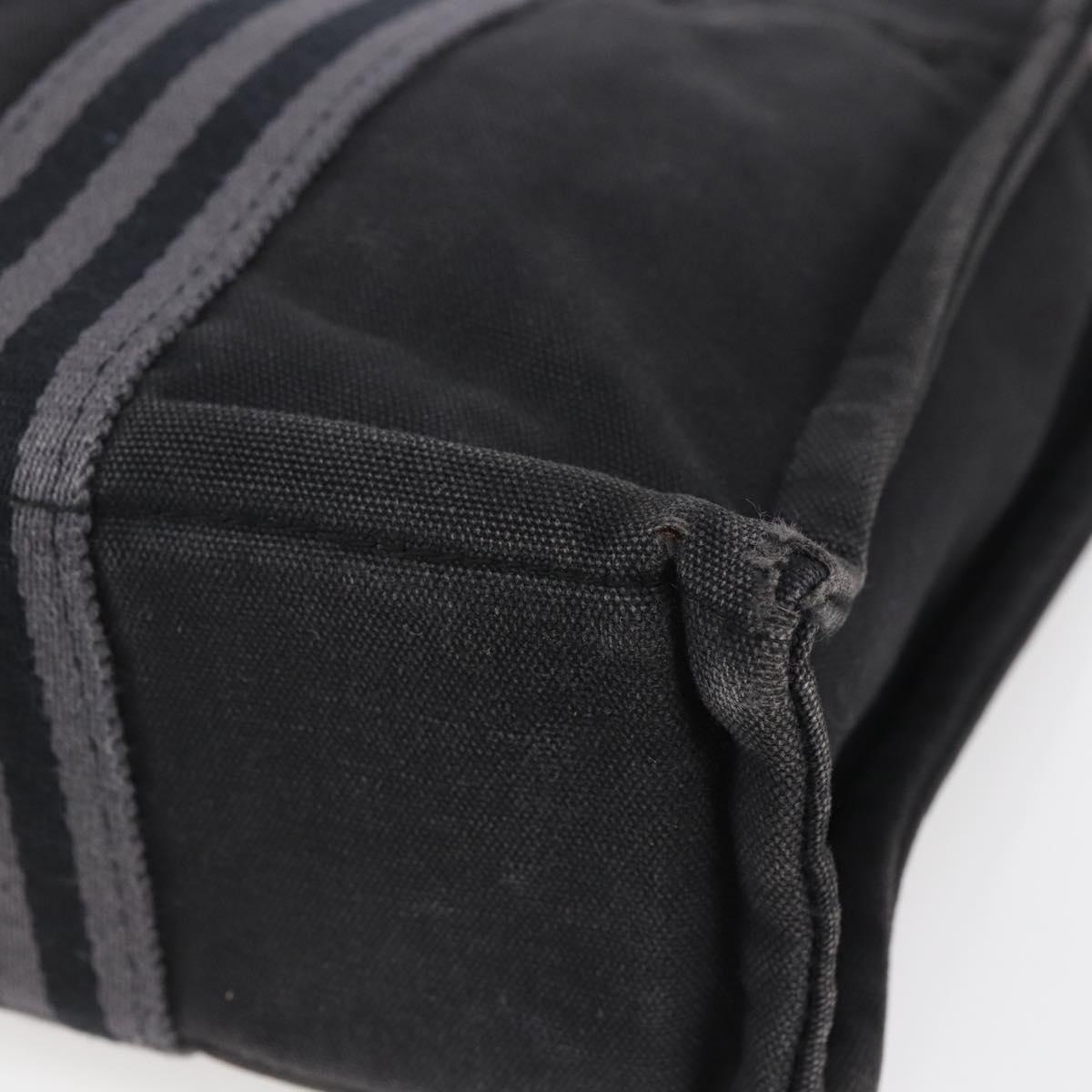 HERMES Fourre Tout PM Hand Bag Canvas Black Silver Auth 144331