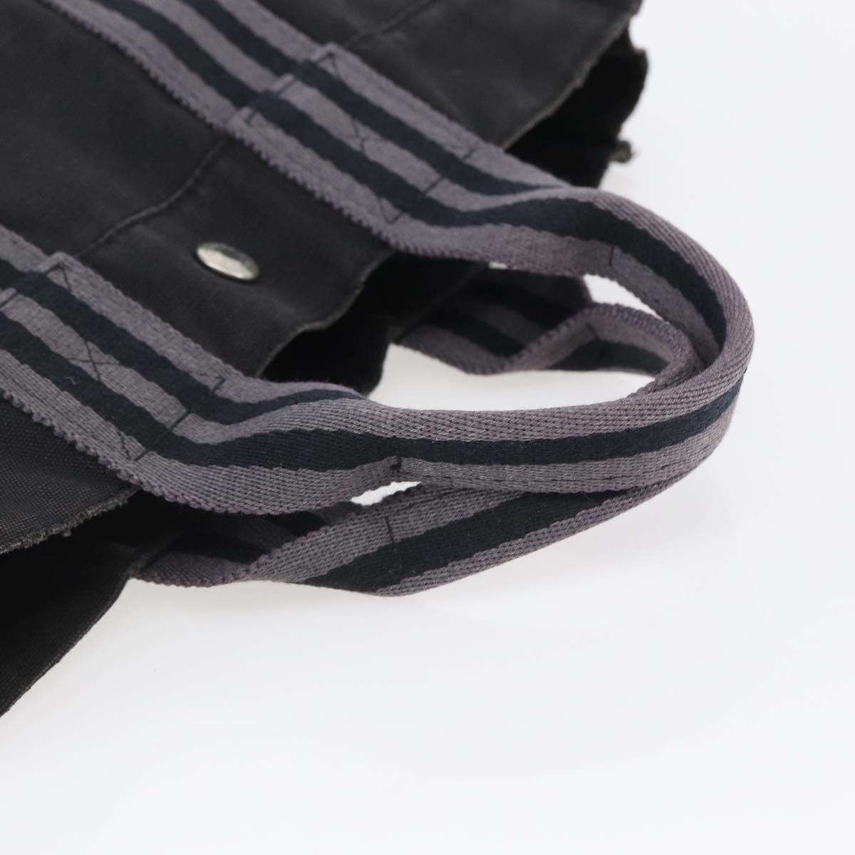 HERMES Fourre Tout PM Hand Bag Canvas Black Silver Auth 144331