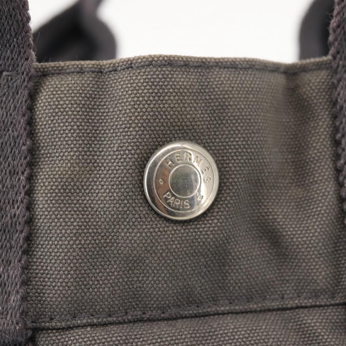 HERMES Fourre Tout PM Hand Bag Canvas Gray Silver Auth 144332