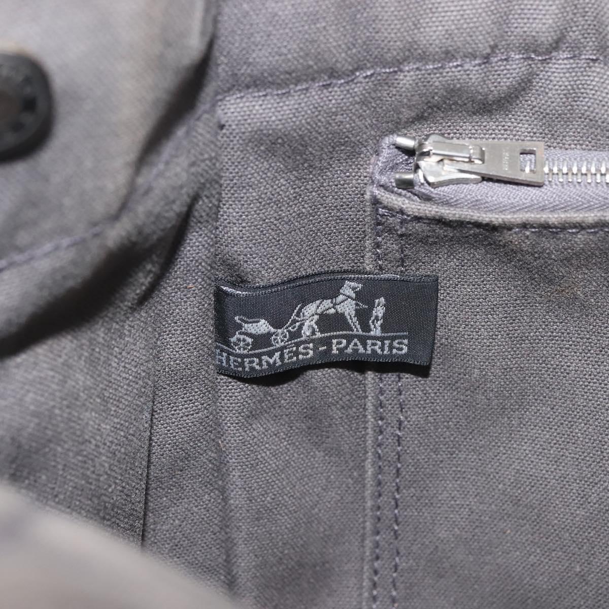 HERMES Fourre Tout PM Hand Bag Canvas Gray Silver Auth 144332