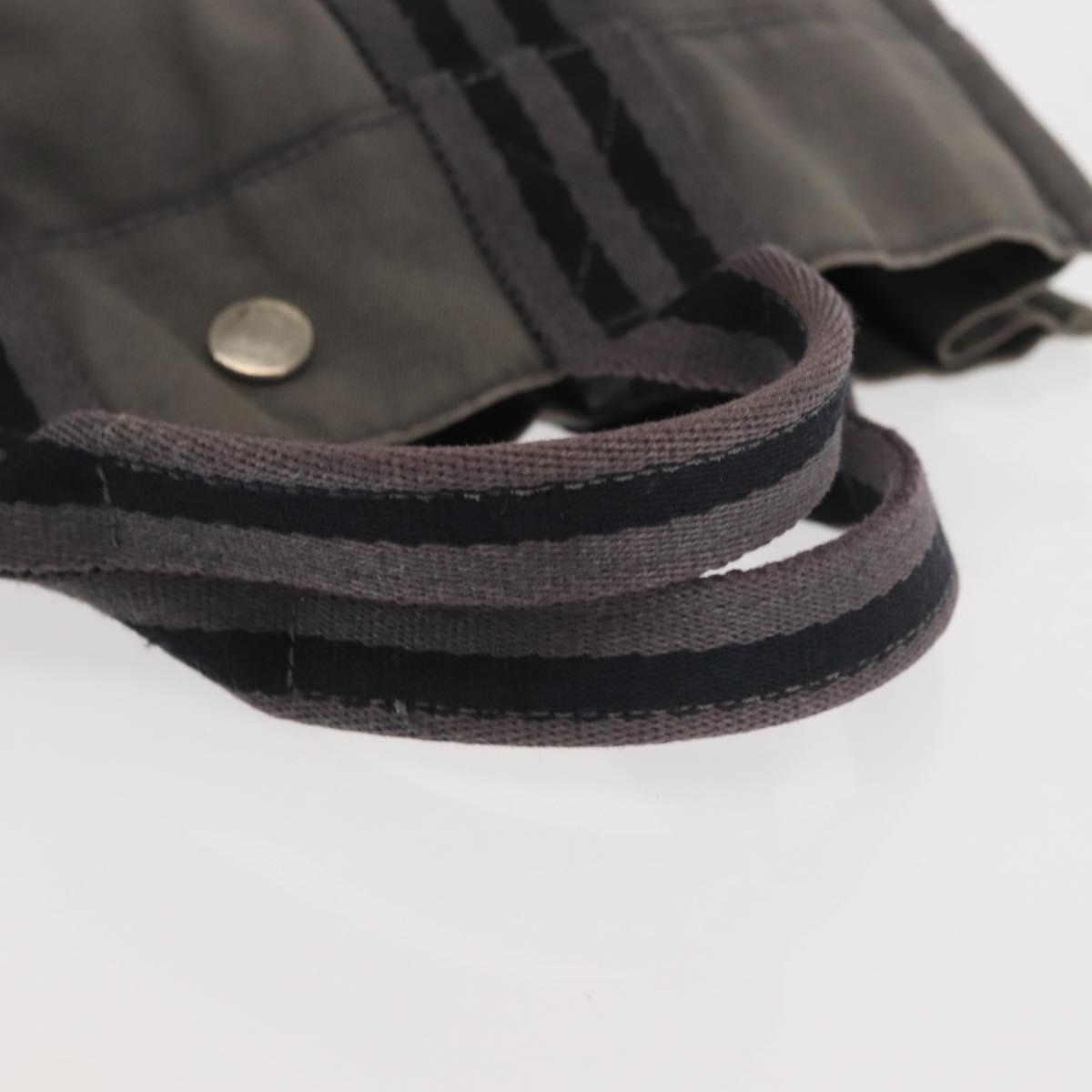 HERMES Fourre Tout PM Hand Bag Canvas Gray Silver Auth 144332