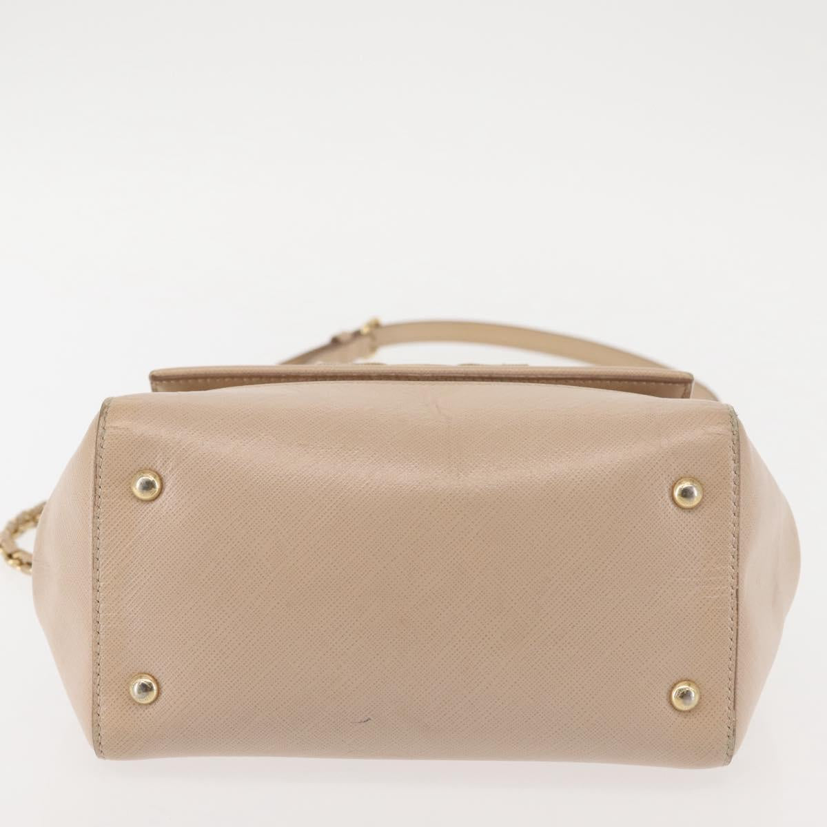 Salvatore Ferragamo Chain Vala Shoulder Bag Leather 2way Pink Gold Auth 144333