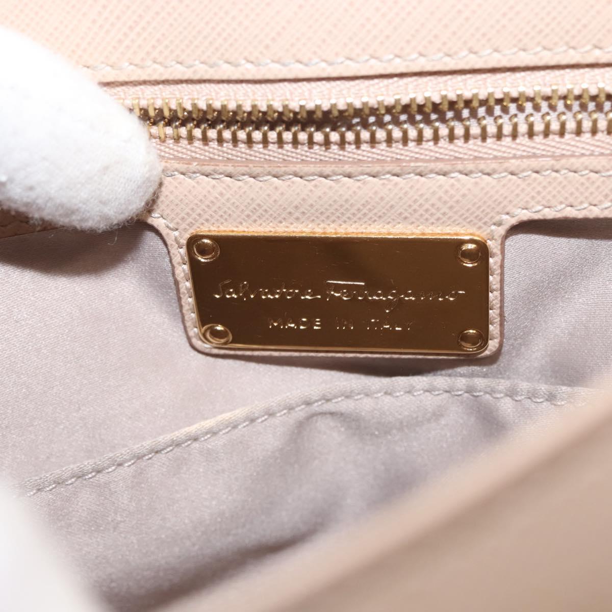 Salvatore Ferragamo Chain Vala Shoulder Bag Leather 2way Pink Gold Auth 144333