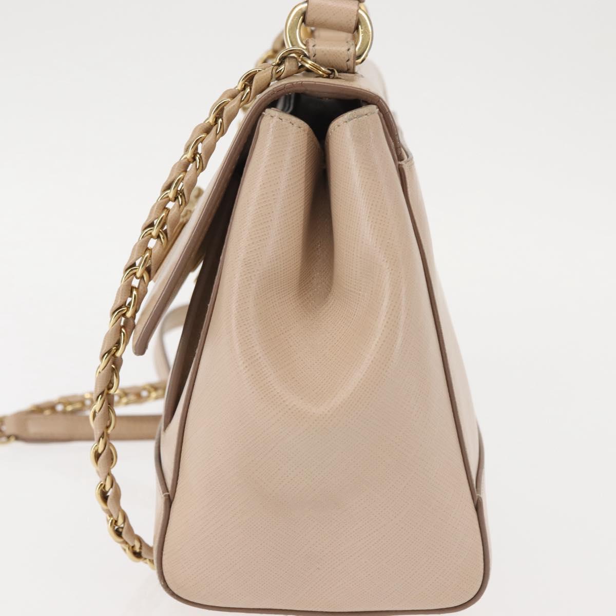 Salvatore Ferragamo Chain Vala Shoulder Bag Leather 2way Pink Gold Auth 144333