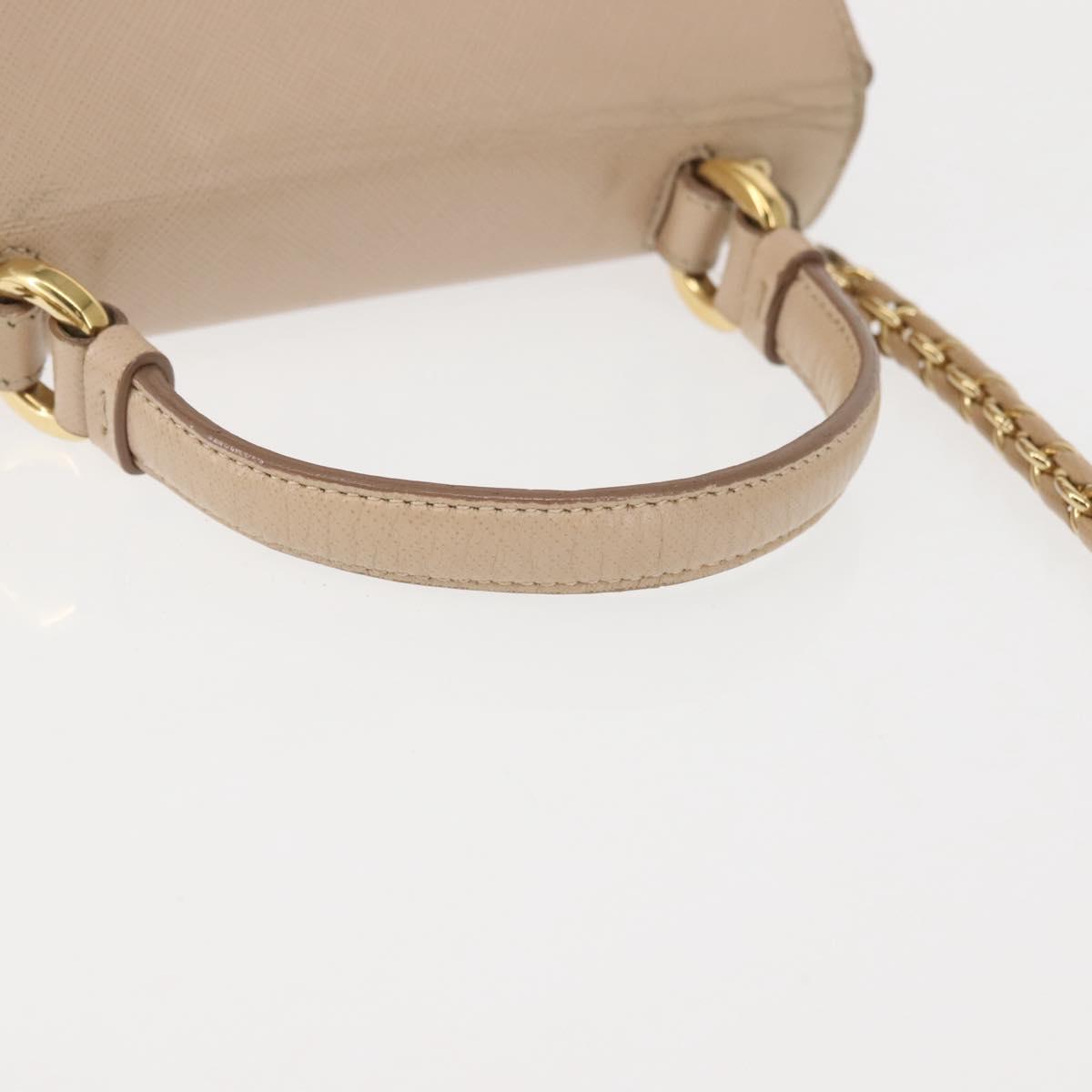 Salvatore Ferragamo Chain Vala Shoulder Bag Leather 2way Pink Gold Auth 144333
