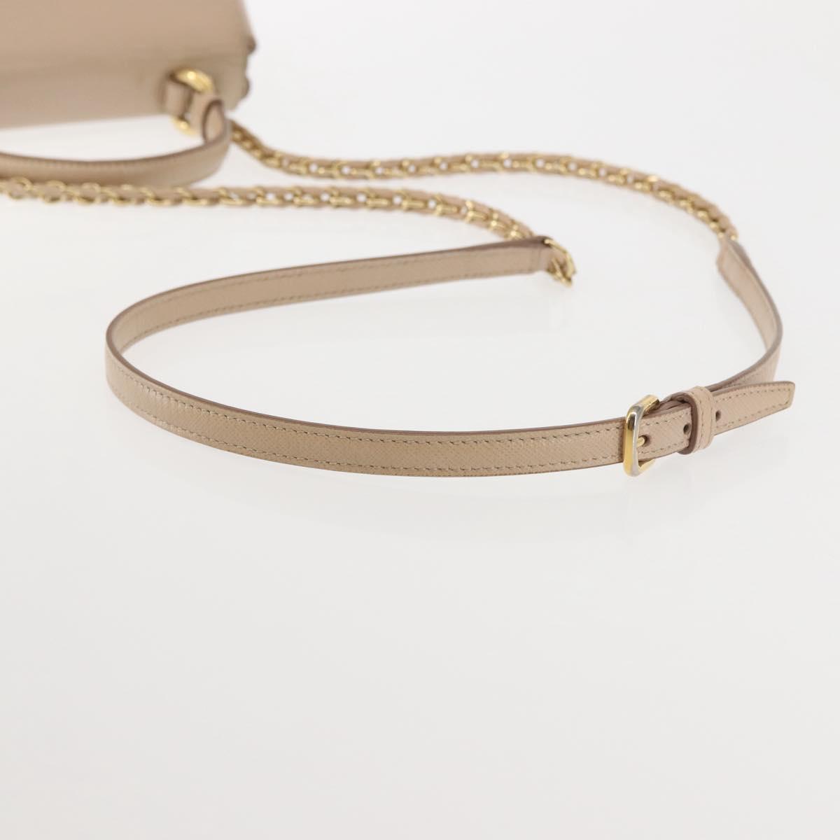 Salvatore Ferragamo Chain Vala Shoulder Bag Leather 2way Pink Gold Auth 144333