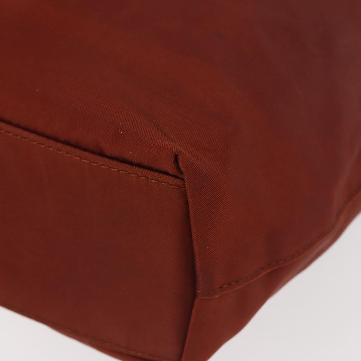 Christian Dior Maris Pearl Hand Bag Nylon Brown Gold Auth 144334