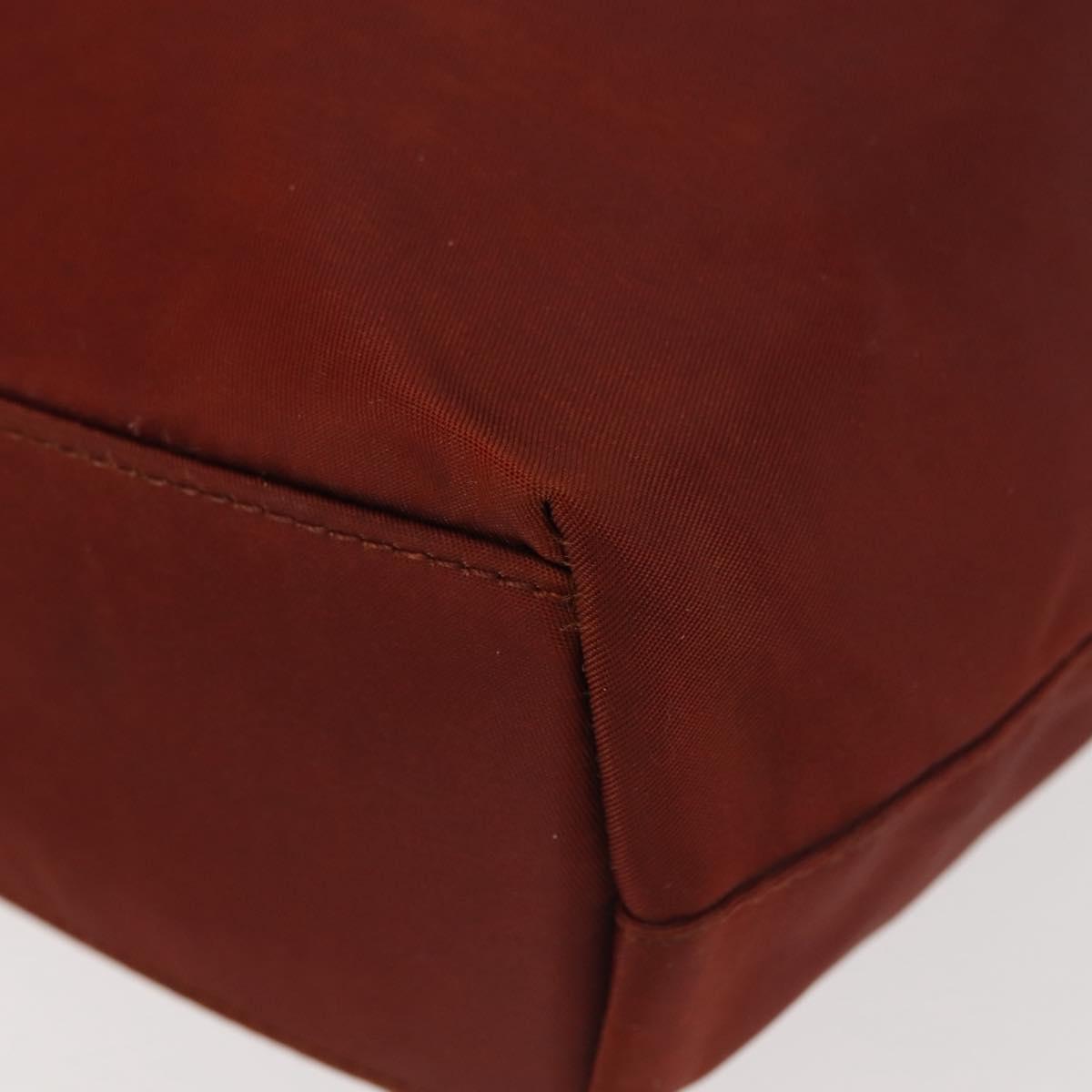 Christian Dior Maris Pearl Hand Bag Nylon Brown Gold Auth 144334