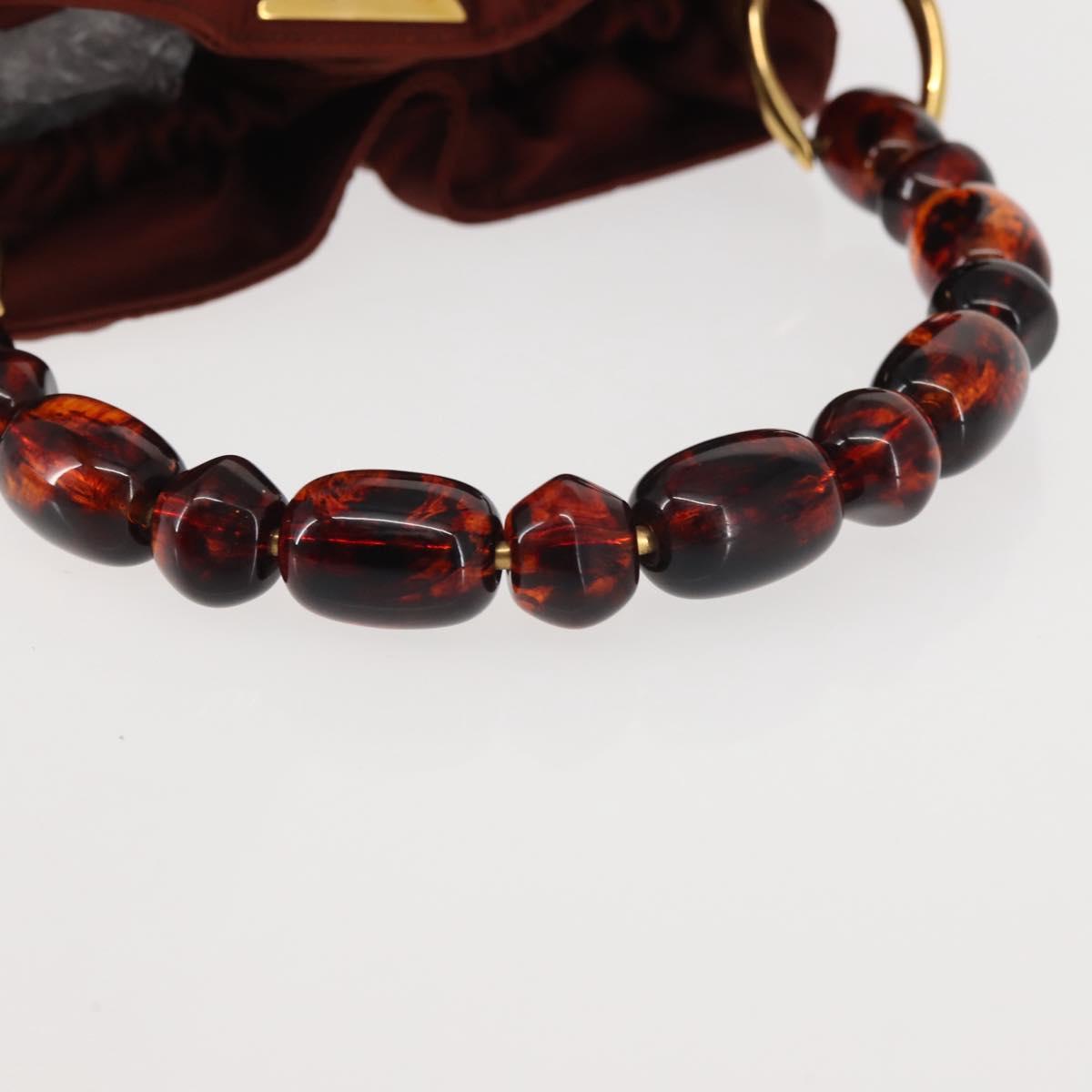 Christian Dior Maris Pearl Hand Bag Nylon Brown Gold Auth 144334