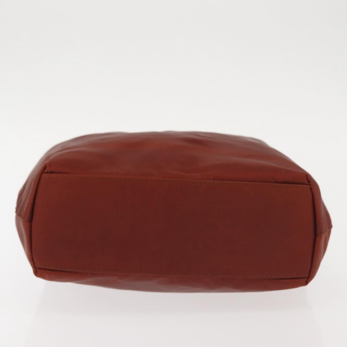 Christian Dior Maris Pearl Hand Bag Nylon Brown Gold Auth 144334