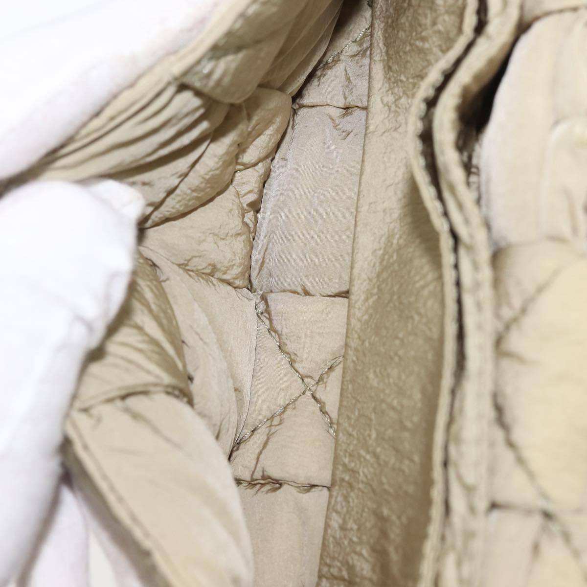 BOTTEGA VENETA MAXI INTRECCIATO CASSETTE Bag Nylon Beige Silver Auth 144336