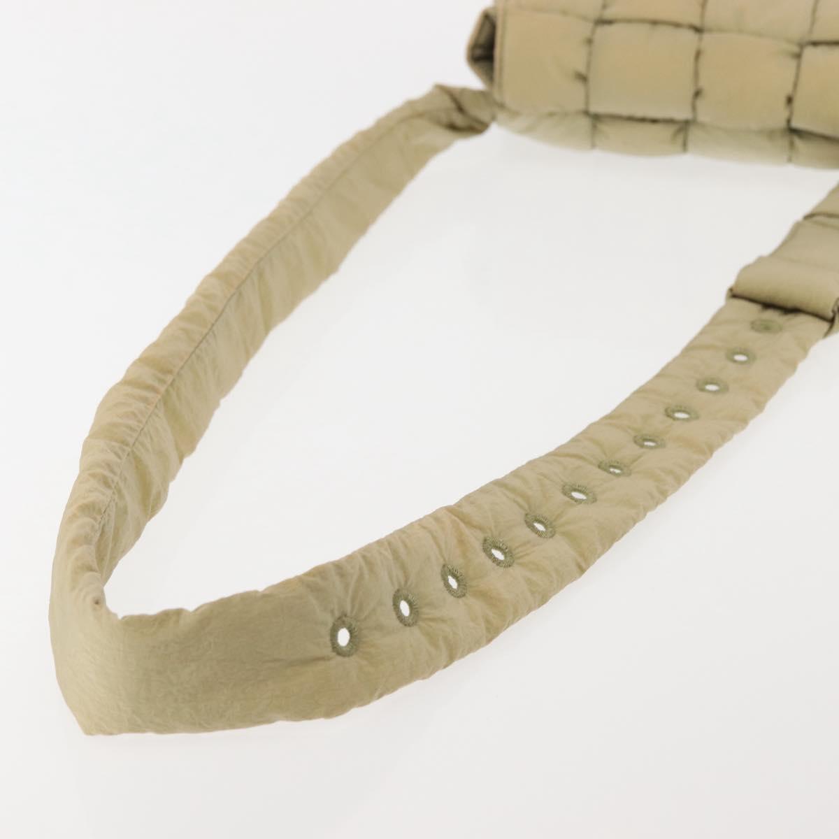 BOTTEGA VENETA MAXI INTRECCIATO CASSETTE Bag Nylon Beige Silver Auth 144336