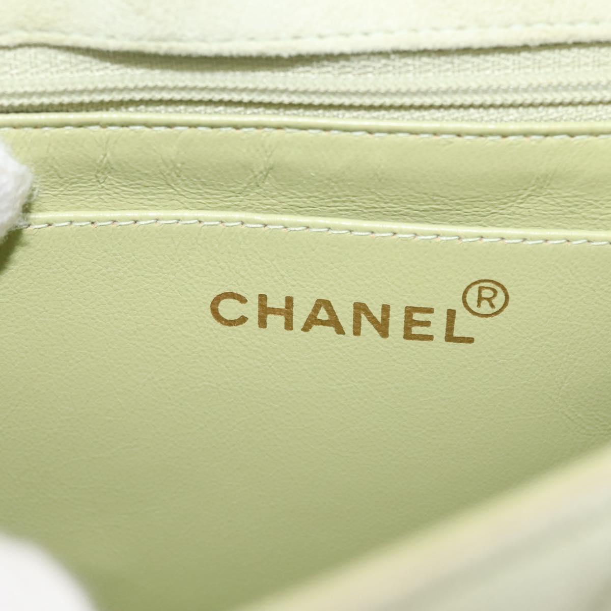 CHANEL Matelasse Shoulder Bag Suede Green Gold CC Auth 144342A