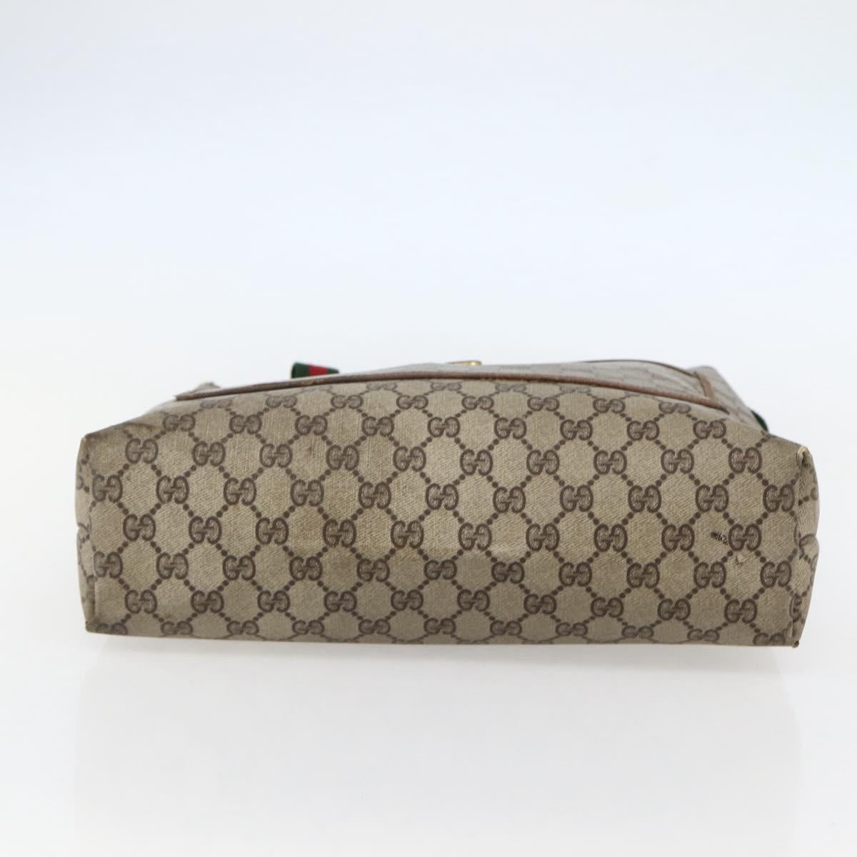 GUCCI GG Supreme Web Sherry Line Tote Bag PVC Beige Gold 20 001 4487 Auth 144350