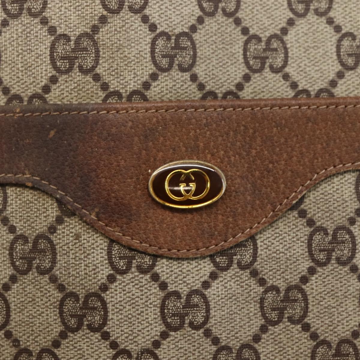 GUCCI GG Supreme Web Sherry Line Tote Bag PVC Beige Gold 20 001 4487 Auth 144350