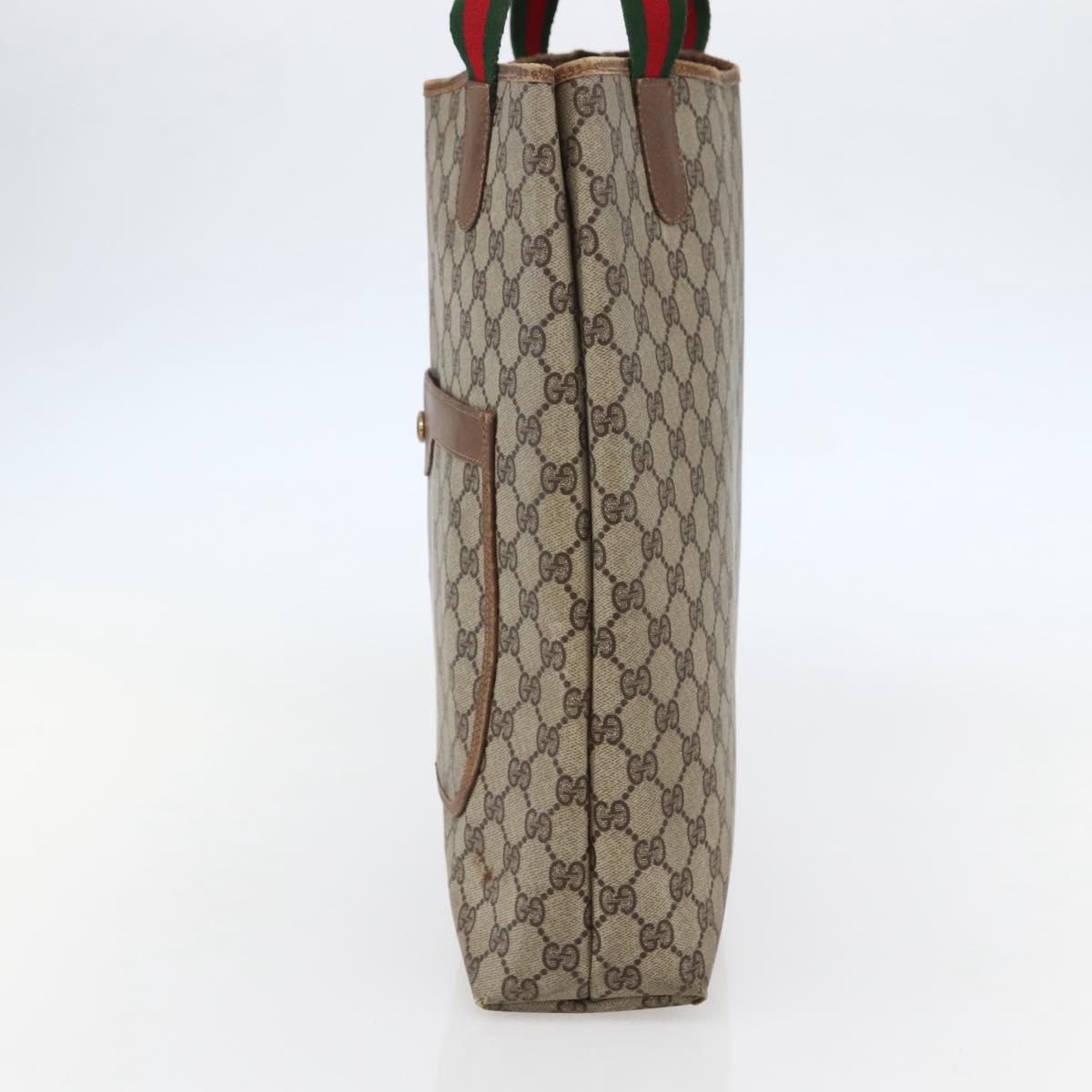 GUCCI GG Supreme Web Sherry Line Tote Bag PVC Beige Gold 20 001 4487 Auth 144350