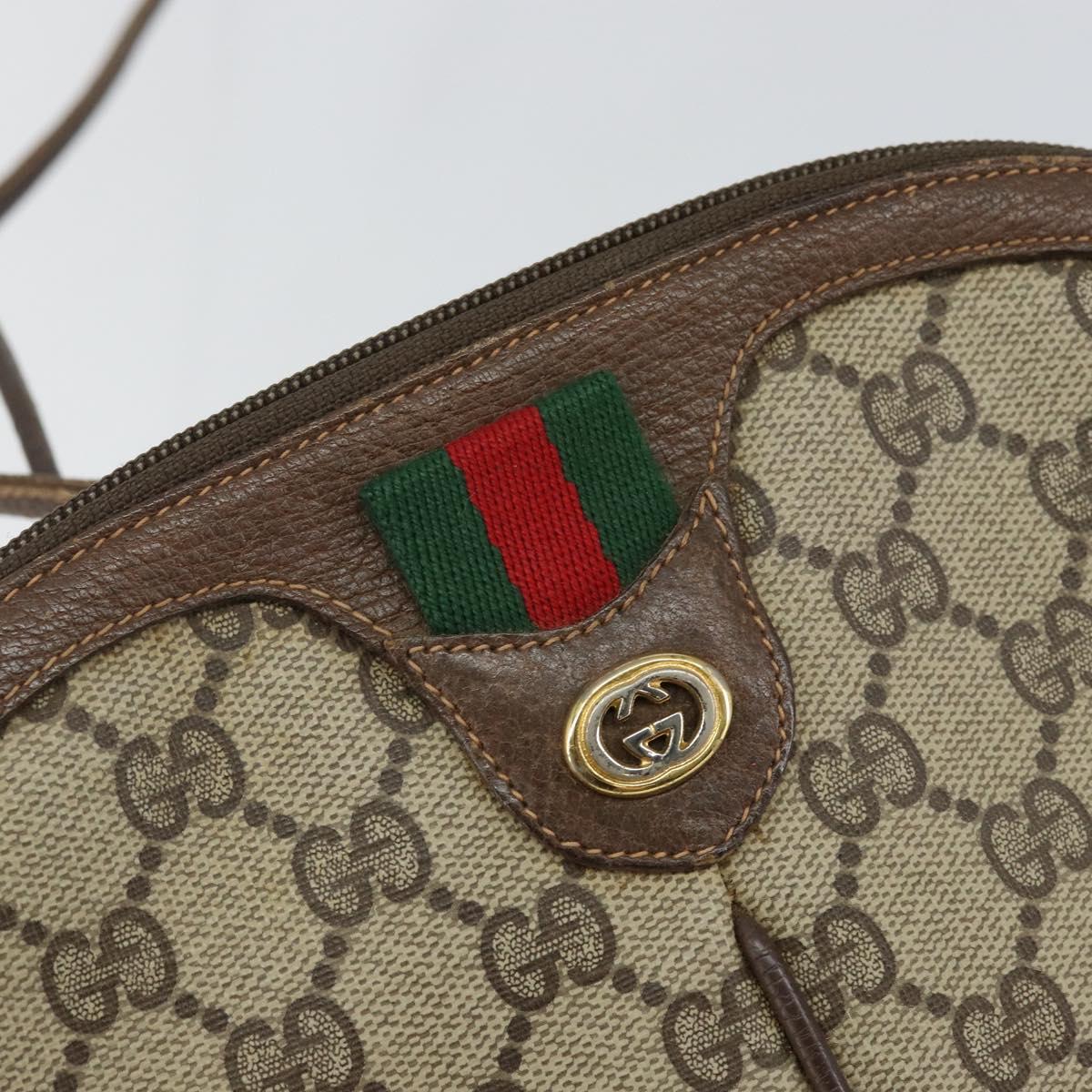 GUCCI GG Supreme Web Sherry Line Bag PVC Beige Gold 904 02 047 Auth 144351