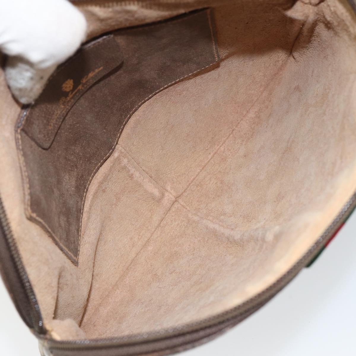 GUCCI GG Supreme Web Sherry Line Bag PVC Beige Gold 904 02 047 Auth 144351