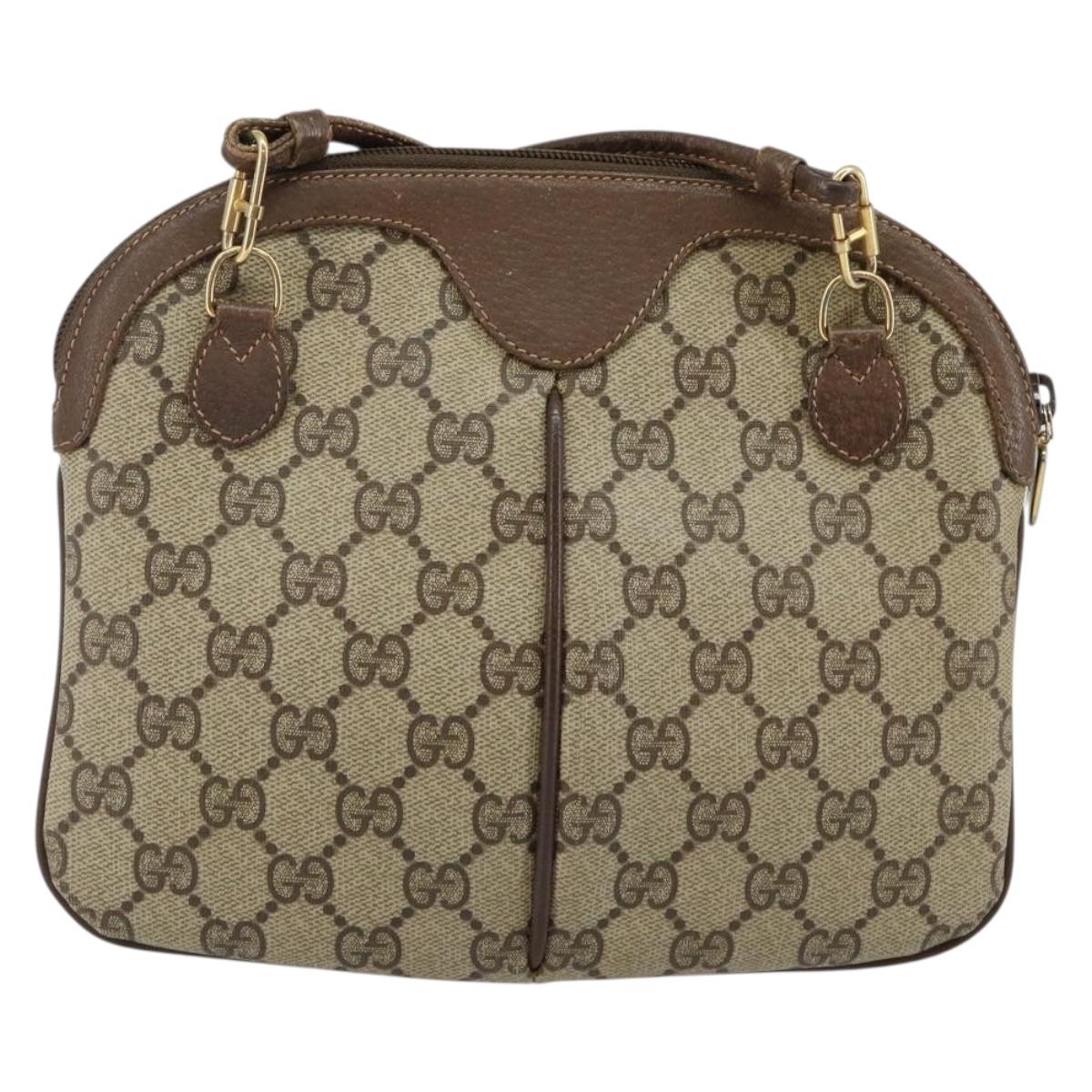 GUCCI GG Supreme Web Sherry Line Bag PVC Beige Gold 904 02 047 Auth 144351