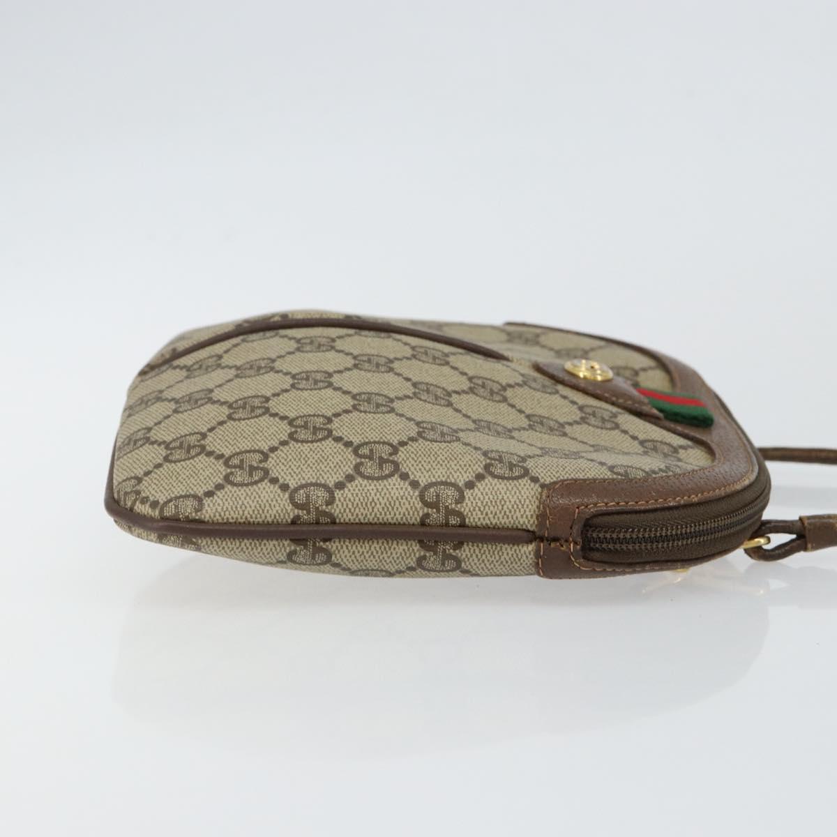 GUCCI GG Supreme Web Sherry Line Bag PVC Beige Gold 904 02 047 Auth 144351