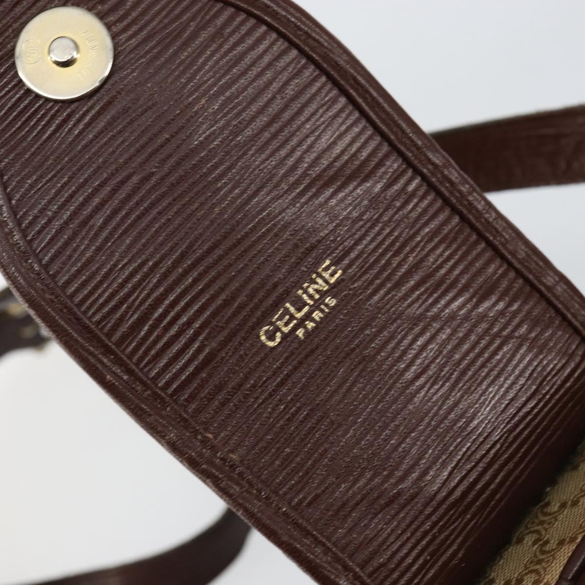 CELINE Macadam Canvas Shoulder Bag PVC Beige Gold Auth 144356