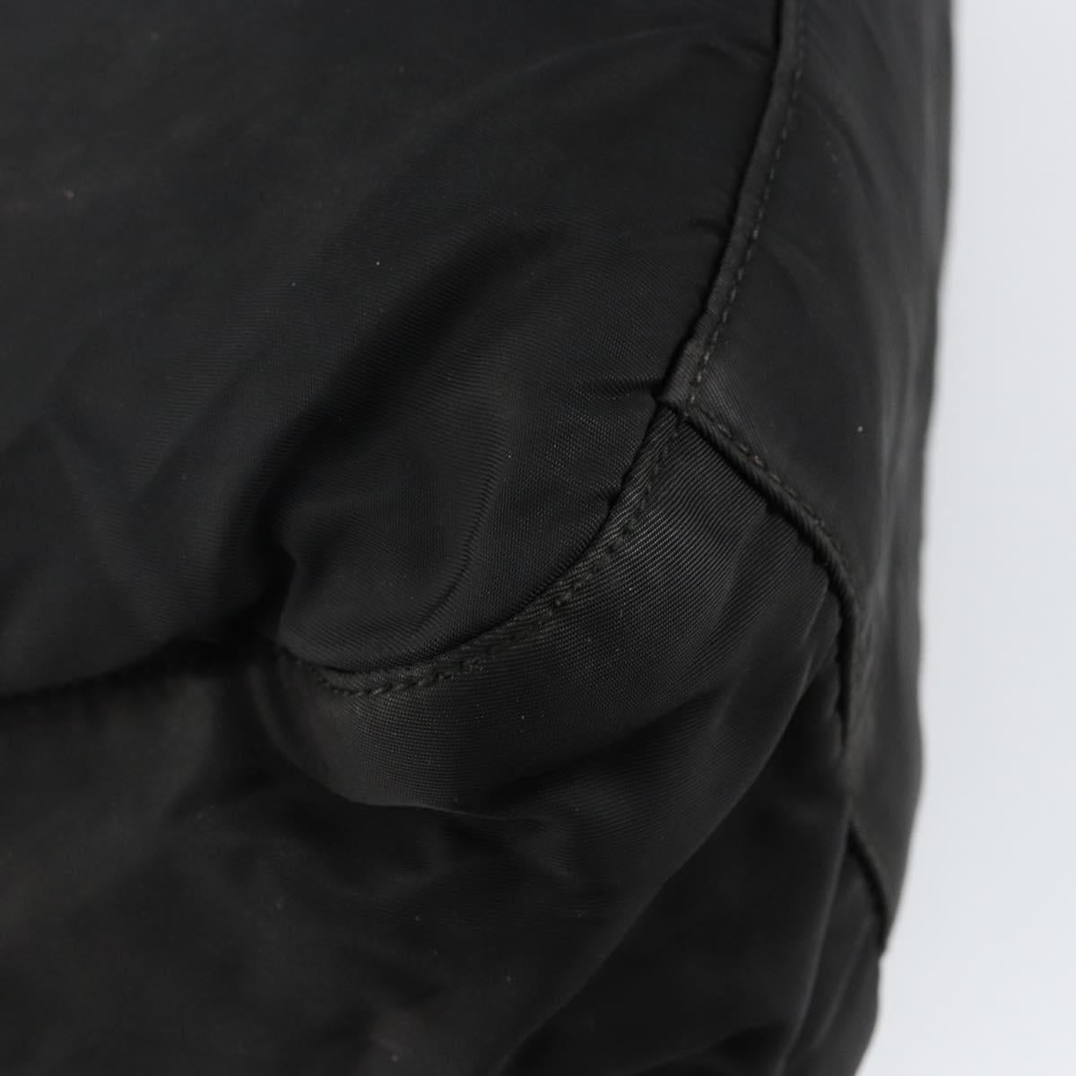 PRADA Shoulder Bag Nylon Black Silver Auth 144357