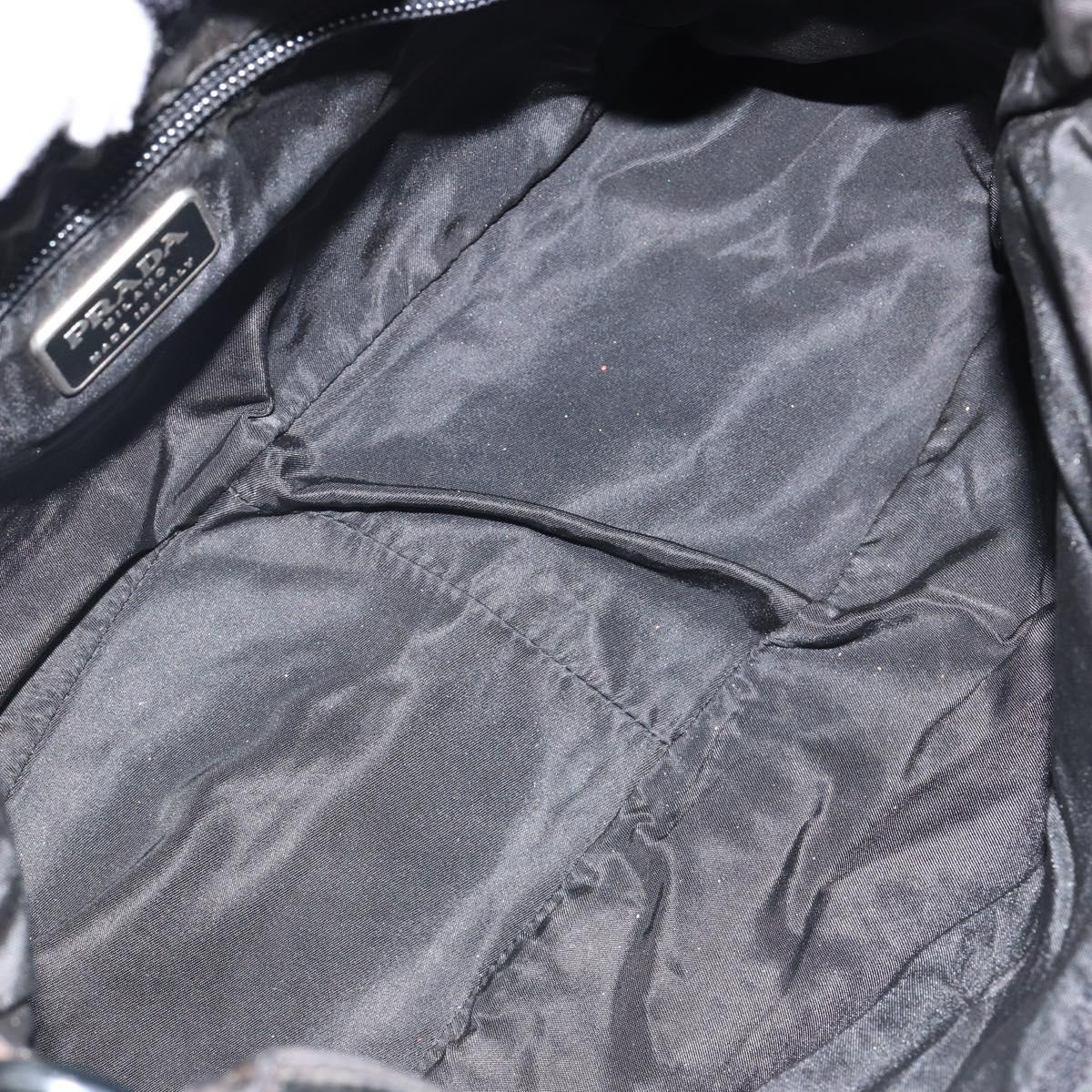 PRADA Shoulder Bag Nylon Black Silver Auth 144357