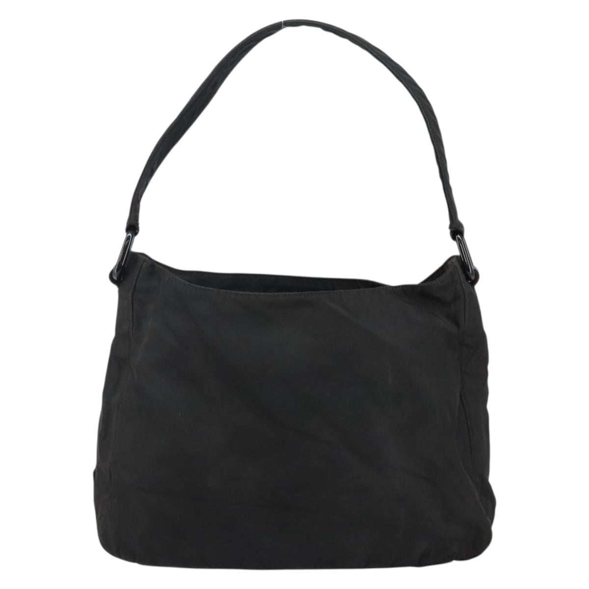 PRADA Shoulder Bag Nylon Black Silver Auth 144357