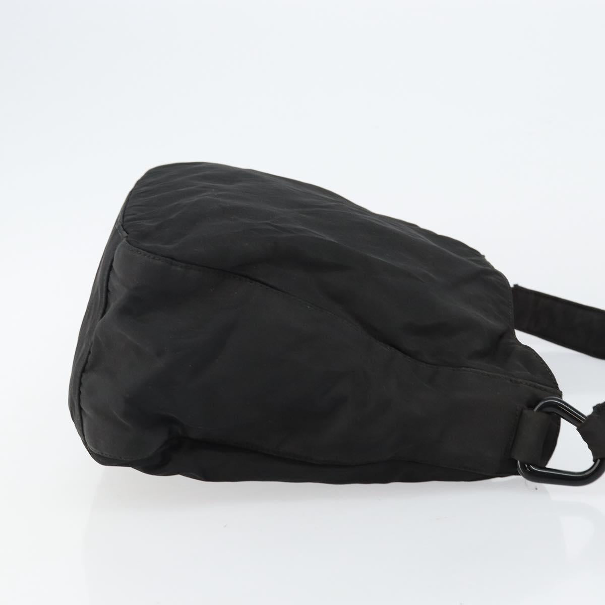 PRADA Shoulder Bag Nylon Black Silver Auth 144357