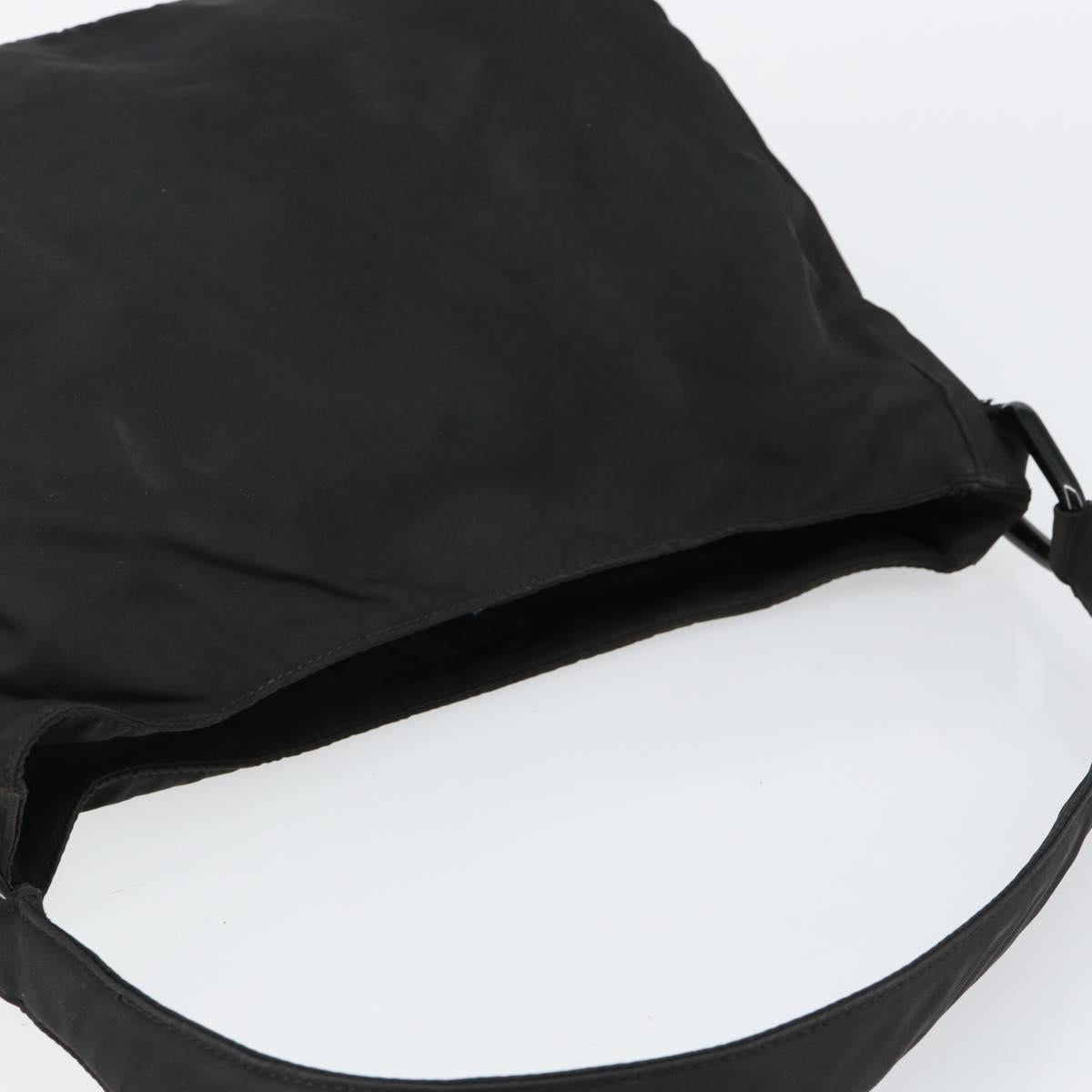 PRADA Shoulder Bag Nylon Black Silver Auth 144357