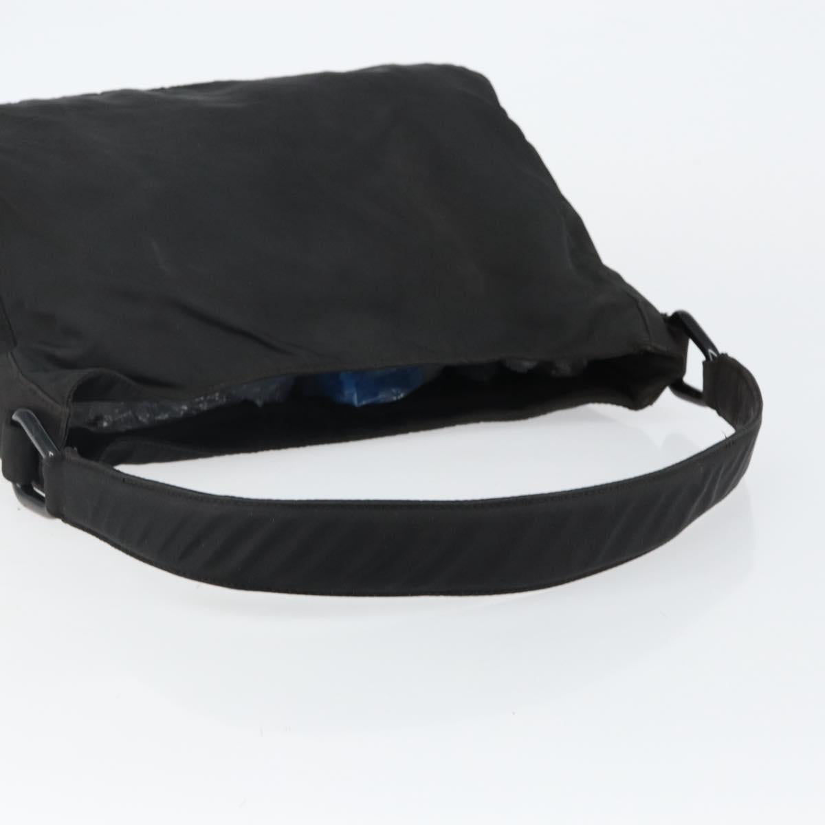 PRADA Shoulder Bag Nylon Black Silver Auth 144357