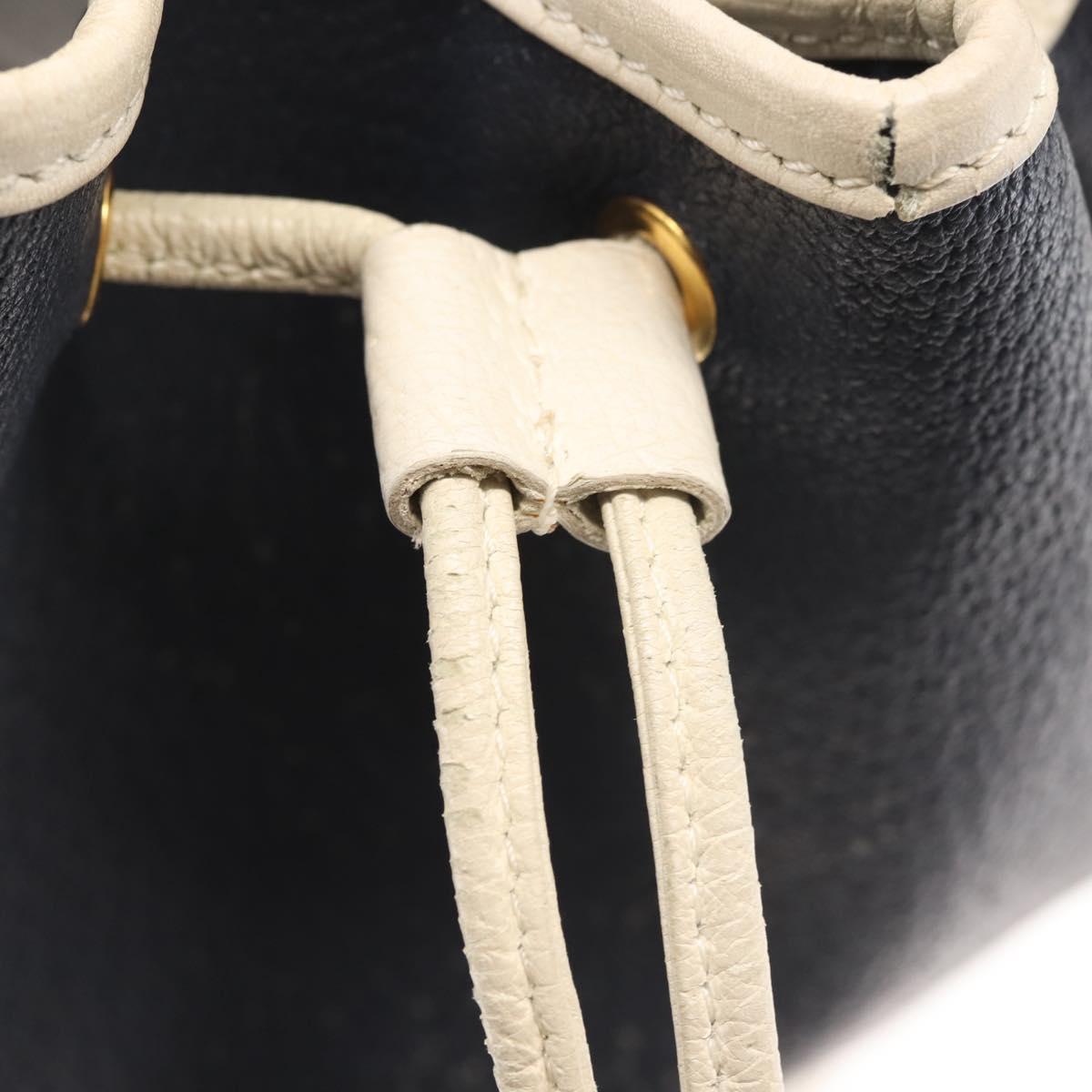 LOEWE Shoulder Bag Leather Navy Gold Auth 144366