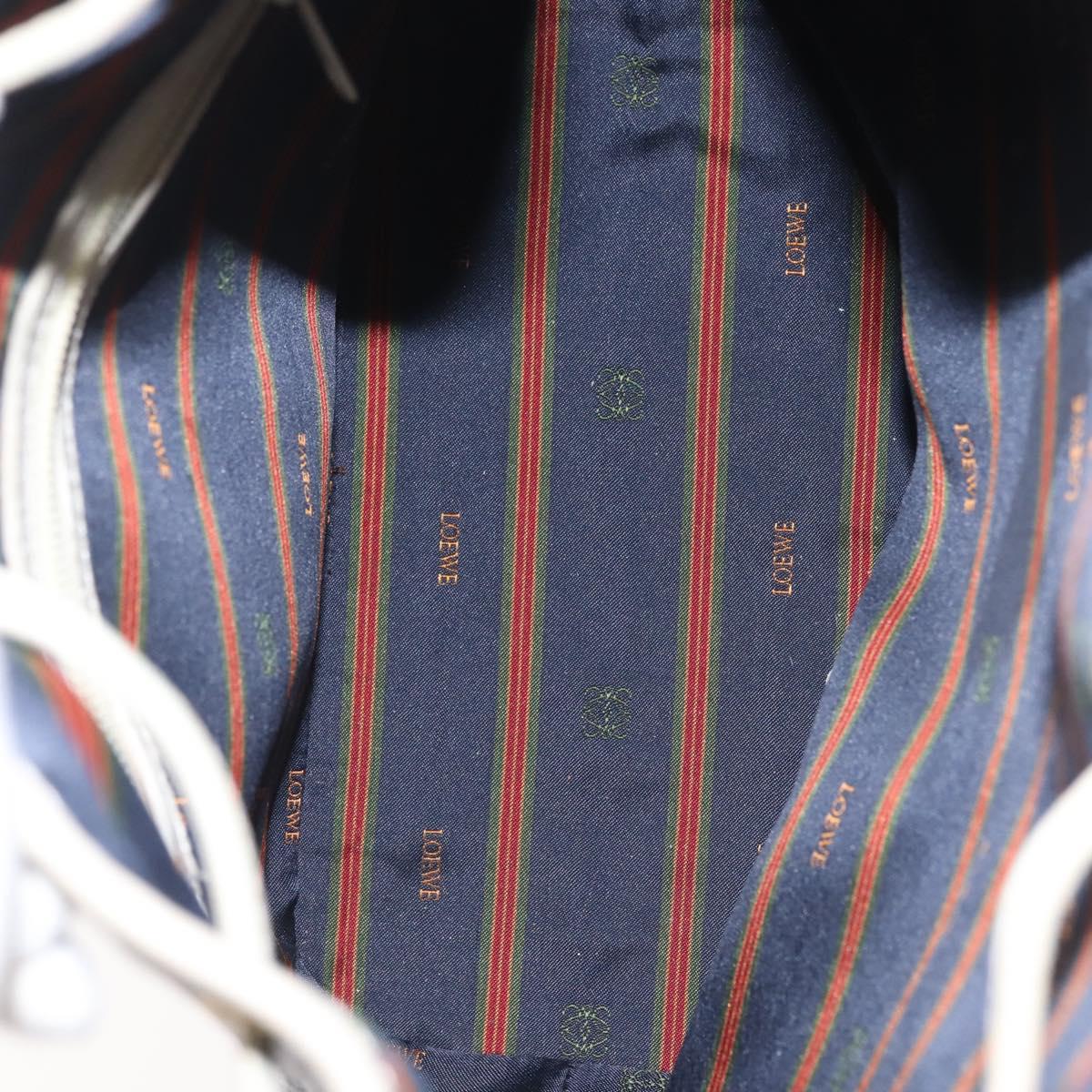 LOEWE Shoulder Bag Leather Navy Gold Auth 144366