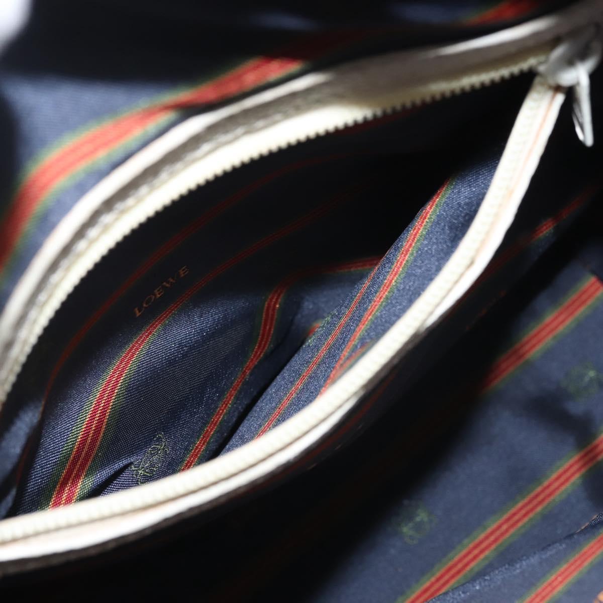 LOEWE Shoulder Bag Leather Navy Gold Auth 144366