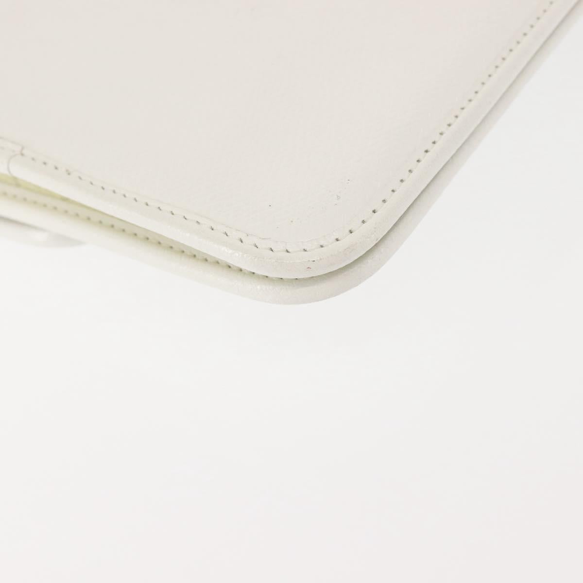 Christian Dior Chain Shoulder Bag Leather White Gold Auth 144367