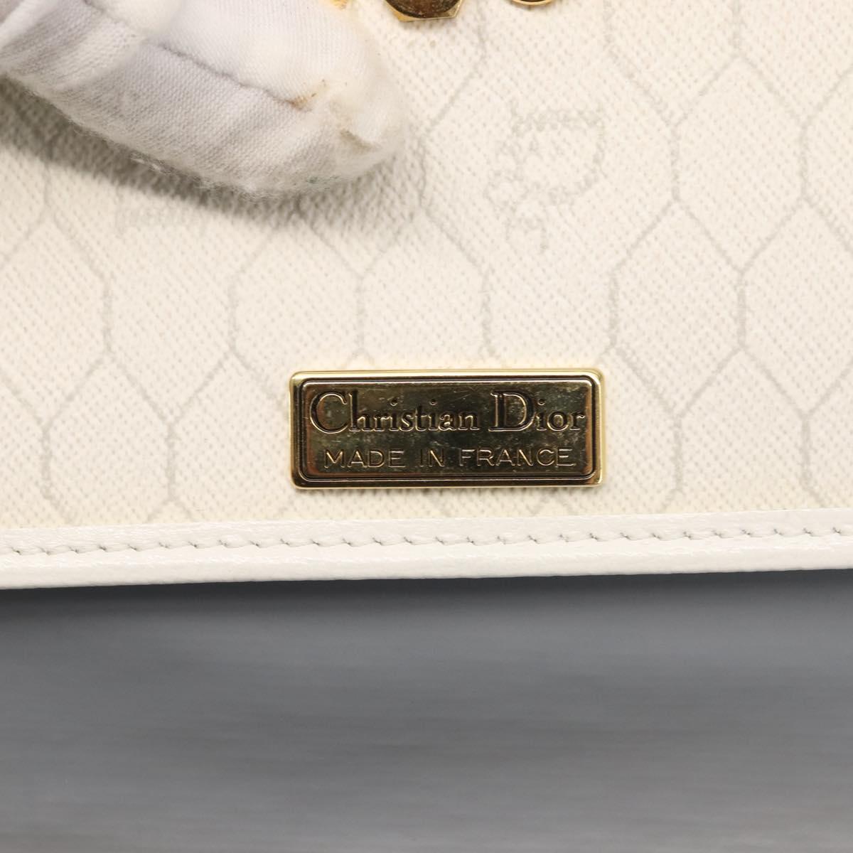 Christian Dior Chain Shoulder Bag Leather White Gold Auth 144367