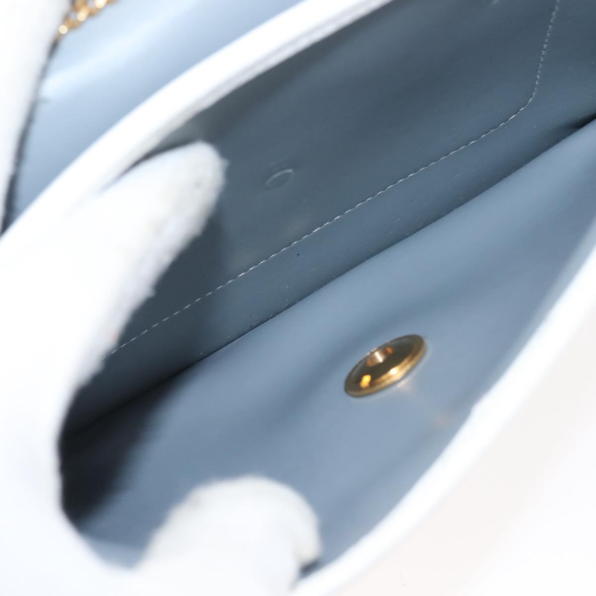 Christian Dior Chain Shoulder Bag Leather White Gold Auth 144367