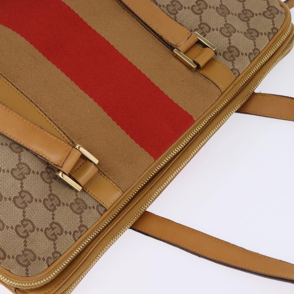 GUCCI GG Canvas Sherry Line Shoulder Bag Beige Gold 000 0849 2684 Auth 144368