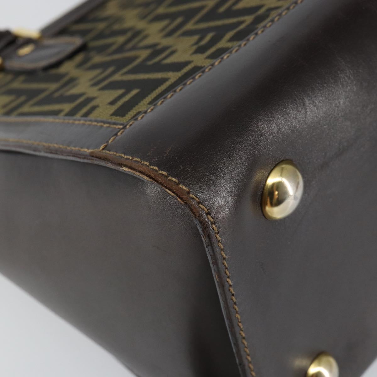 FENDI Zucca Canvas Hand Bag Black Brown Auth 144377A