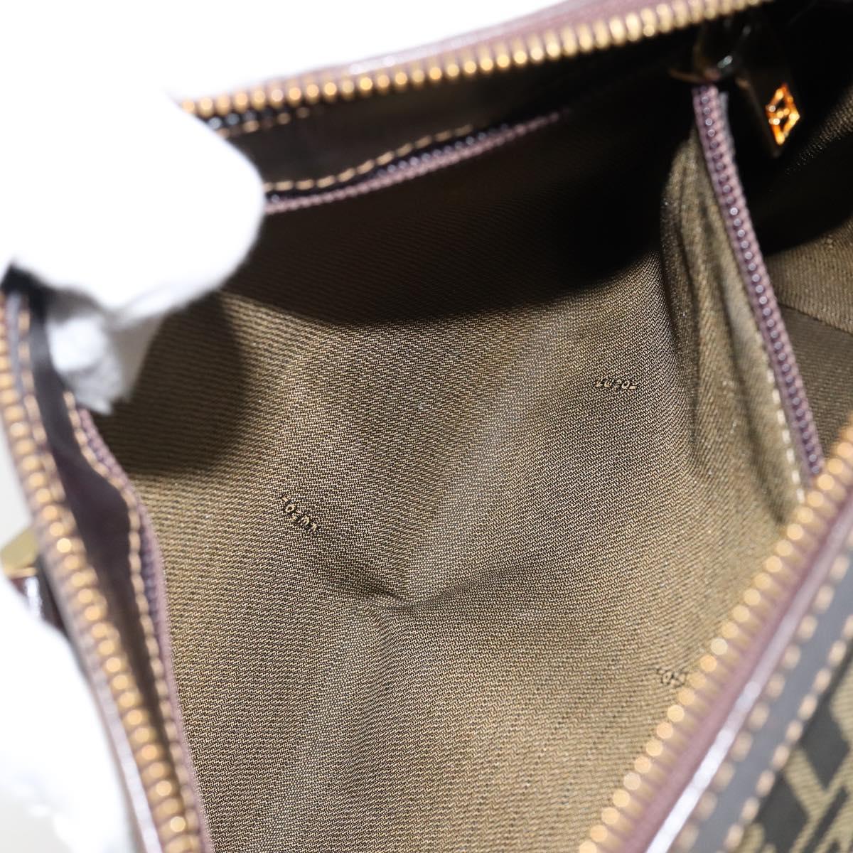 FENDI Zucca Canvas Hand Bag Black Brown Auth 144377A