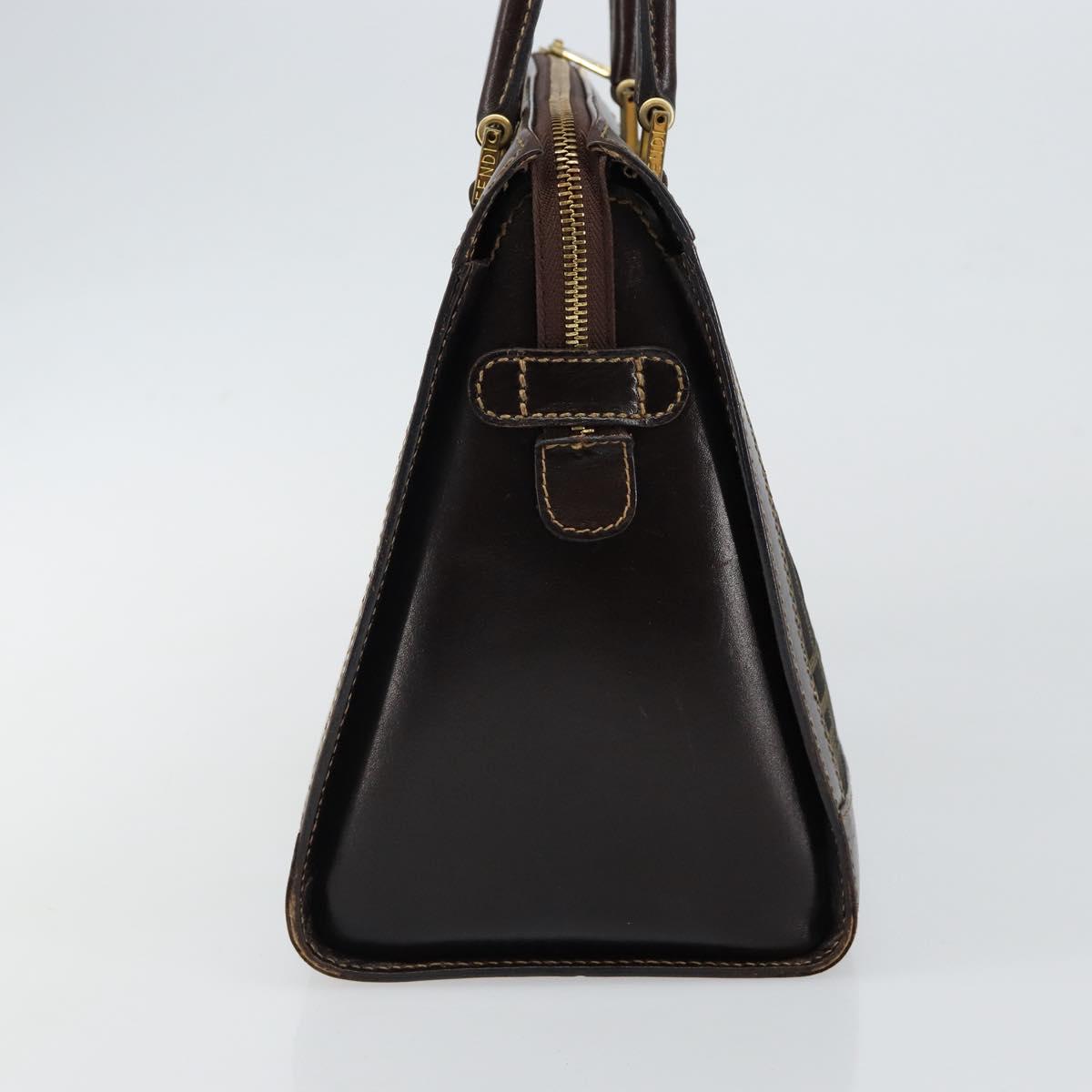 FENDI Zucca Canvas Hand Bag Black Brown Auth 144377