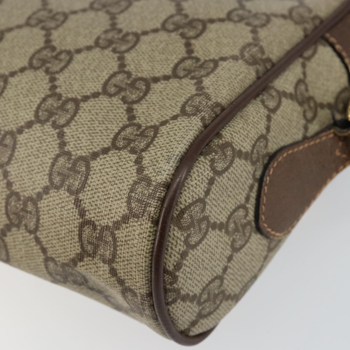 GUCCI GG Supreme Web Sherry Line Shoulder Bag PVC Beige Gold Auth 144379