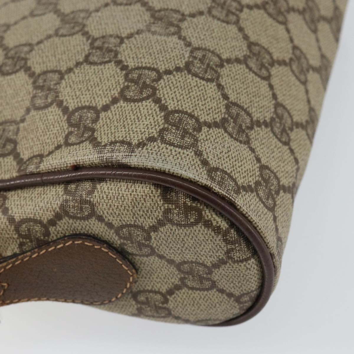 GUCCI GG Supreme Web Sherry Line Shoulder Bag PVC Beige Gold Auth 144379