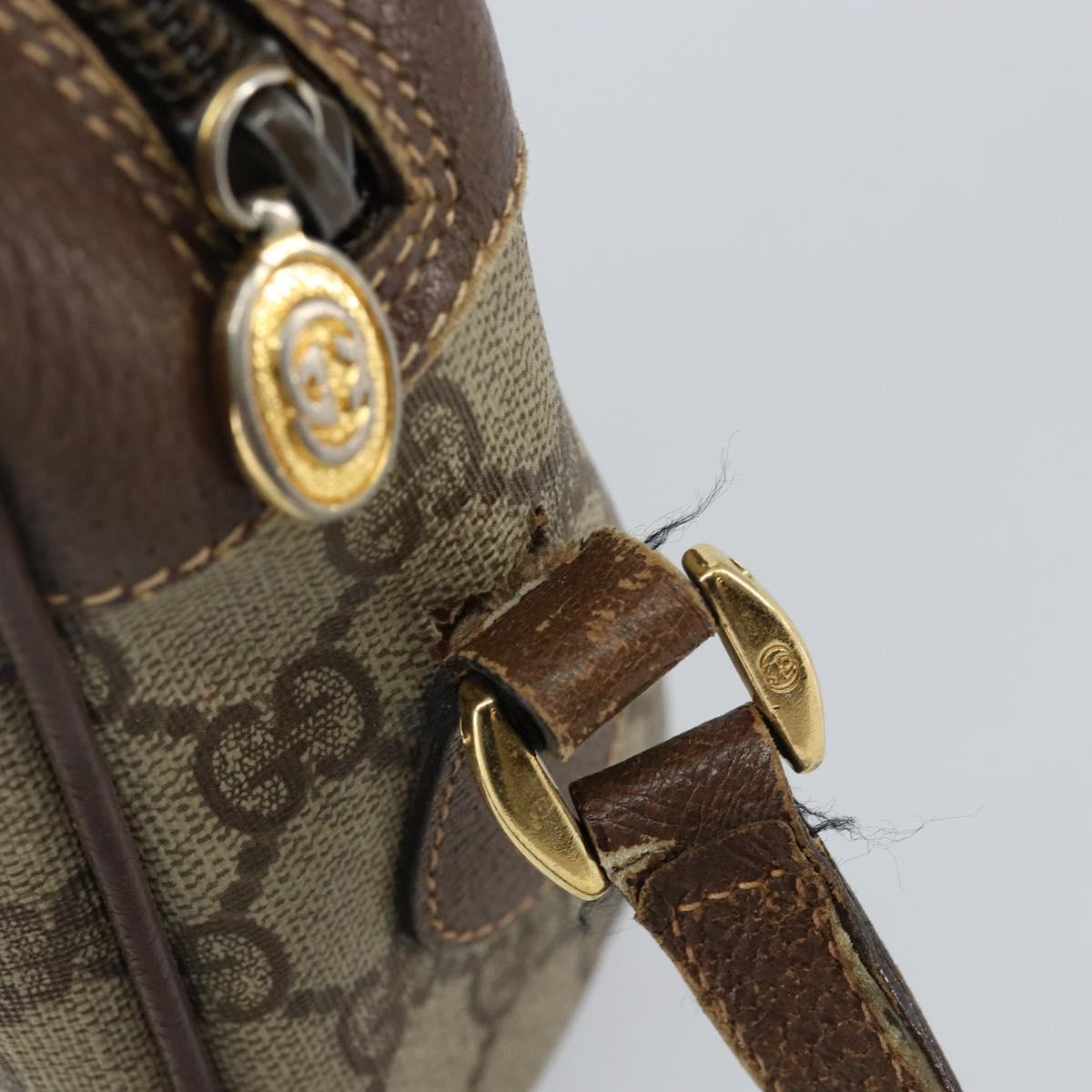 GUCCI GG Supreme Web Sherry Line Shoulder Bag PVC Beige Gold Auth 144379